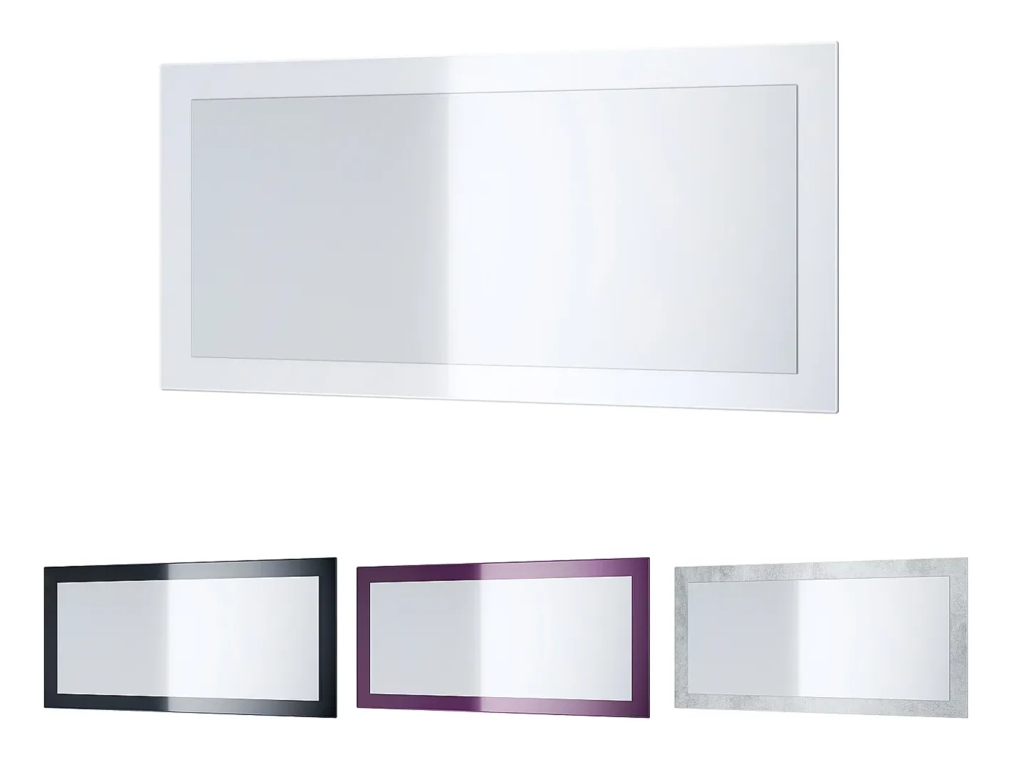 Espejo De Pared|Espejo-Vladon Espejo Lima, Espejo de pared con Marco moderno, Blanco de alto brillo (89 x 45 cm) Violeta