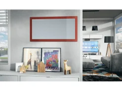 Espejo De Pared|Espejo-Vladon Espejo Lima, Espejo de pared con Marco moderno, Blanco de alto brillo (110 x 52 cm) Granate