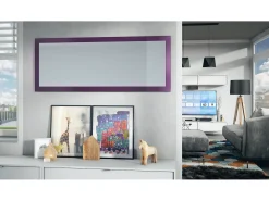 Espejo De Pared|Espejo-Vladon Espejo Lima, Espejo de pared con Marco moderno, Blanco de alto brillo (139 x 55 cm) Violeta