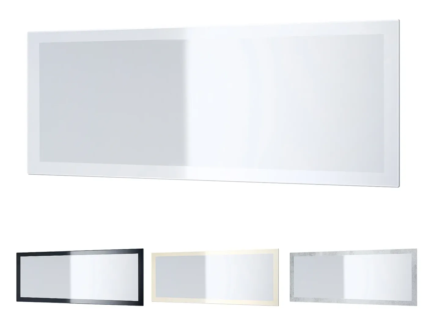 Vladon Espejo Lima, Espejo de pared con Marco moderno, Blanco de alto brillo (139 x 55 cm) Negro Online