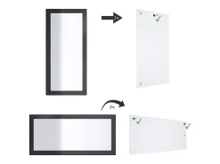 Sale Vladon Espejo Lima, Espejo de pared con Marco moderno, Blanco de alto brillo (110 x 52 cm) Crema