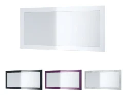 Espejo De Pared|Espejo-Vladon Espejo Lima, Espejo de pared con Marco moderno, Blanco de alto brillo (89 x 45 cm) Negro