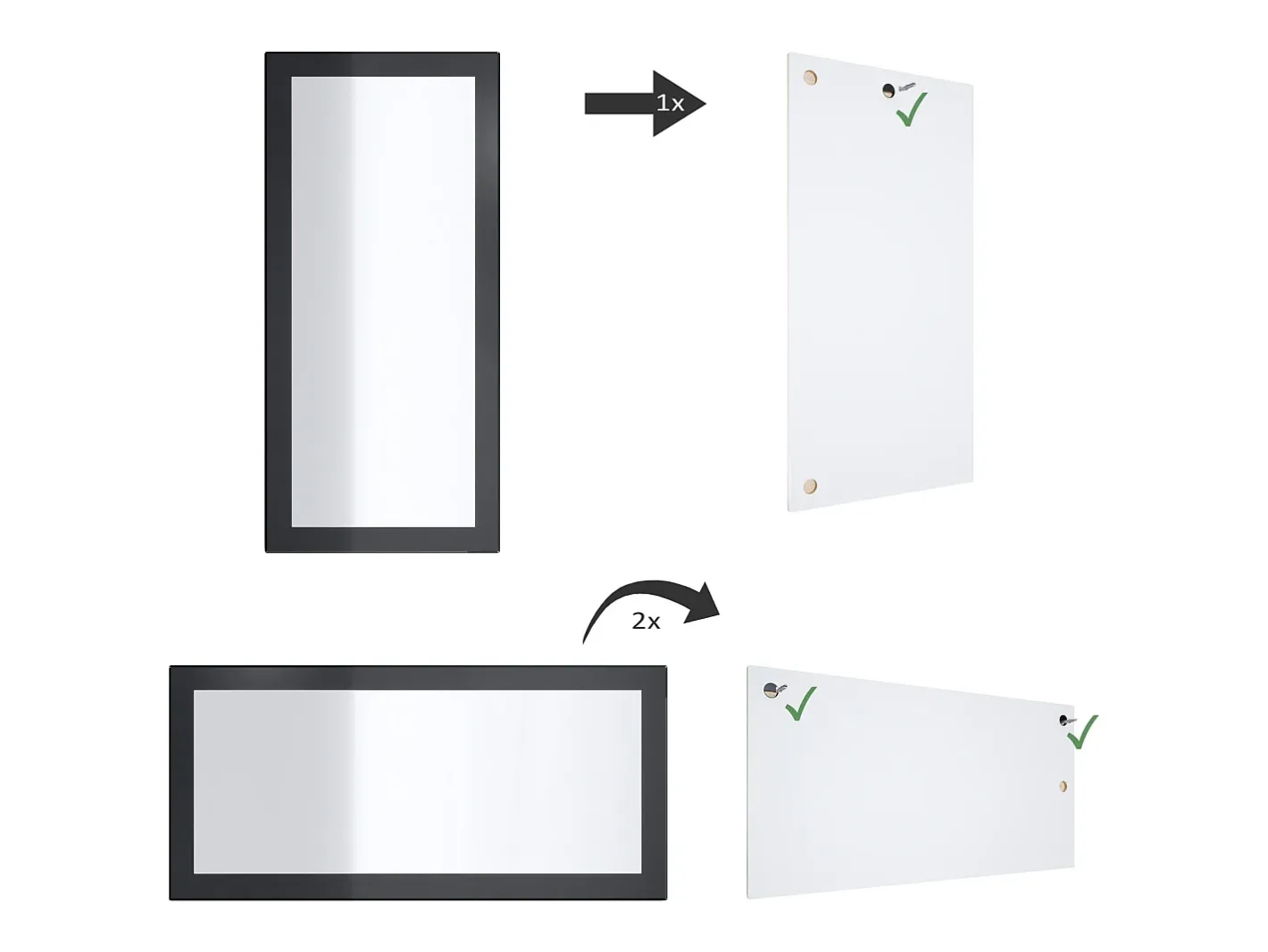 Vladon Espejo Lima, Espejo de pared con Marco moderno, Blanco de alto brillo (110 x 52 cm) Negro Best