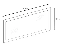 Vladon Espejo Lima, Espejo de pared con Marco moderno, Blanco de alto brillo (110 x 52 cm) Negro Best