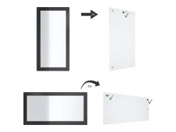 Espejo De Pared|Espejo-Vladon Espejo Lima, Espejo de pared con Marco moderno, Blanco de alto brillo (89 x 45 cm) Crema