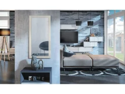 Espejo De Pared|Espejo-Vladon Espejo Lima, Espejo de pared con Marco moderno, Blanco de alto brillo (89 x 45 cm) Crema