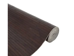 Garden Furniture Wakil Alfombra rectangular bambú marrón oscuro 80x200 cm Gris antracita New
