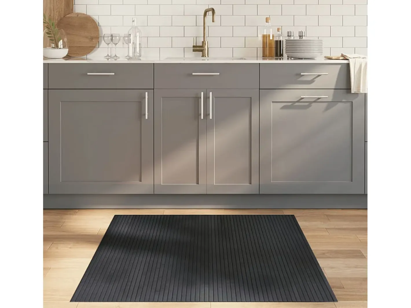 Garden Furniture Wakil Alfombra rectangular bambú 100x100 cm Gris Online