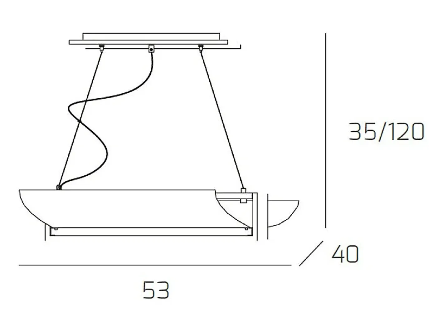 Lámpara Suspendida-Wood Sospensione Cm.50 2 Luci Wenge Blanco