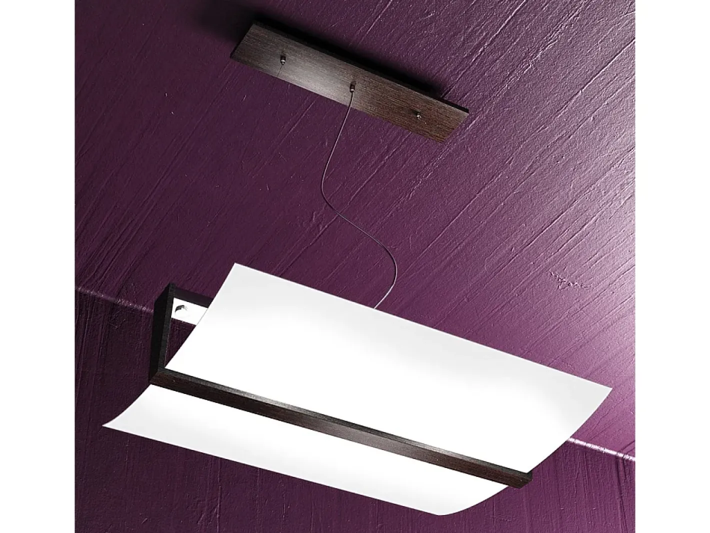 Lámpara Suspendida-Wood Sospensione Cm.50 2 Luci Wenge Blanco