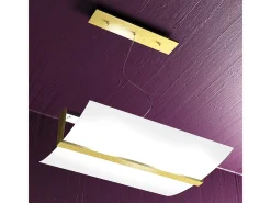 Wood Sospensione Cm.50 2 Luci Foglia Oro Dorado Outlet