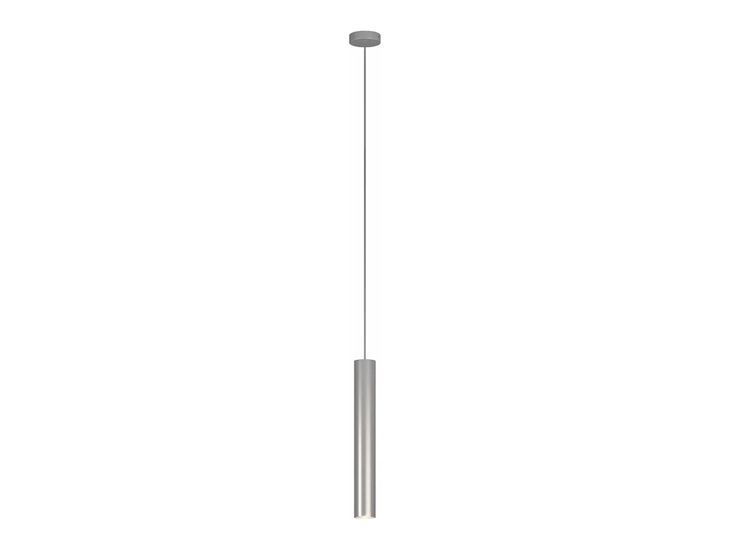 Lámpara Suspendida-Xena Sospensione 1 Luce Alluminio Con Cavo Cm.250 E Rosone Alluminio Gris