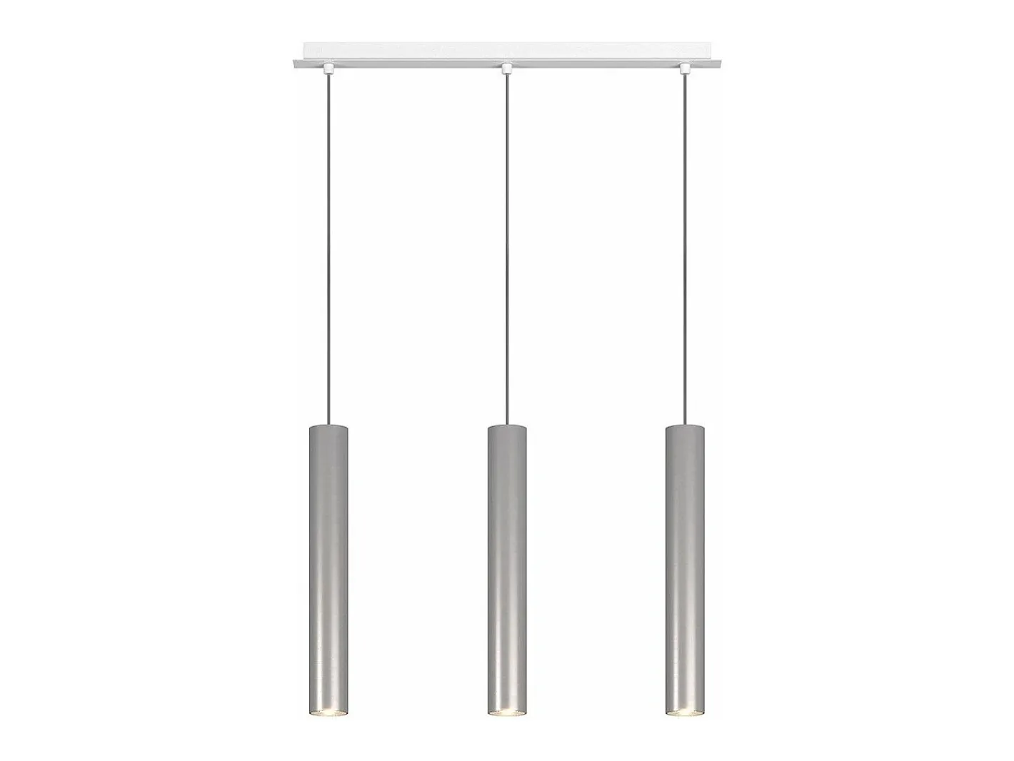 New Xena Sospensione 3 Luci Rettangolare Alluminio Con Cavo Cm.250 E Rosone Bianco Blanco