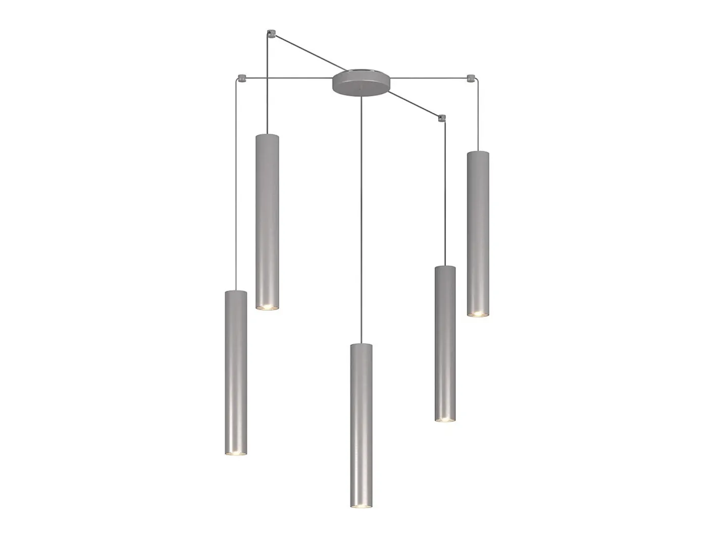 Lámpara Suspendida-Xena Sospensione 5 Luci Spostabile Alluminio Con Cavo Cm.250 Gris