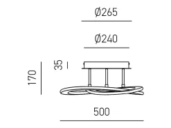 Yara Plafón LED moderno 30W regulable 3000K luz cálida, diseño aro de aluminio 50x17cm, 1300lm, LED integrado IP20 Blanco New
