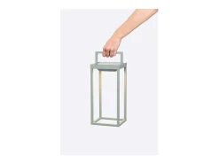 Zafferano - Farol solar para el hogar con 2 LED, 37,3 cm, lámpara de pared y mesa de 2 W a batería con sensor crepuscular, color salvia Verde New