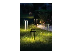 Zafferano - Farol solar para el hogar con 2 LED, 37,3 cm, lámpara de pared y mesa de 2 W a batería con sensor crepuscular, color salvia Verde New