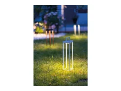 Iluminación Exterior-Zafferano - Farol solar para el hogar de 2 LED, 37,3 cm, lámpara de pared y mesa de 2 W con batería y sensor crepuscular - Corten Marru00f3n