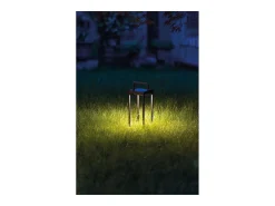 Iluminación Exterior-Zafferano - Farol solar para el hogar de 2 LED, 37,3 cm, lámpara de pared y mesa de 2 W con batería y sensor crepuscular - Corten Marru00f3n