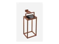 Iluminación Exterior-Zafferano - Farol solar para el hogar de 2 LED, 37,3 cm, lámpara de pared y mesa de 2 W con batería y sensor crepuscular - Corten Marru00f3n