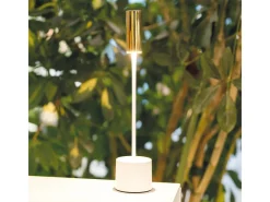 Best Zafferano - Lámpara de mesa LED recargable y táctil Carolina - Marfil pulido y bronce cepillado Multicolor