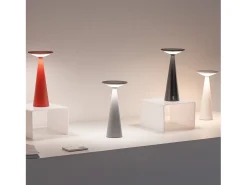 Zafferano Damina - Lámpara de mesa LED recargable, regulador táctil, 8 h de duración de la batería, IP65 - Inalámbrica, acabado en aluminio Blanco Online