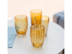 Zafferano Melting Pot Juego de 6 Vasos Monocolor - Ámbar - Vidrio Soplado a Mano, 32 cl - Vasos Artesanales para Agua y Cócteles Amarillo Discount