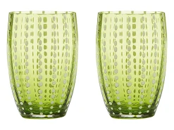 Clearance Zafferano Perle Glass colores mezclados 2 - Vidrio coloreado soplado, 32 cl, hecho a mano - Juego de 6 vasos artesanales para agua o cócteles Multicolor