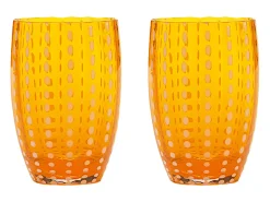 Vaso-Zafferano Perle Glass mix colours 1 - Vidrio coloreado soplado, 32 cl, hecho a mano - Juego de 6 vasos artesanales para agua o cócteles Multicolor
