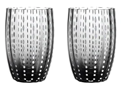 Vaso-Zafferano Perle Glass mix colours 1 - Vidrio coloreado soplado, 32 cl, hecho a mano - Juego de 6 vasos artesanales para agua o cócteles Multicolor