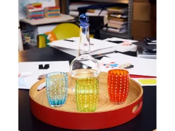 Vaso-Zafferano Perle Red Glass - Vidrio de color soplado, 32 cl, hecho a mano - Juego de 2 vasos artesanales para agua o cócteles Rojo