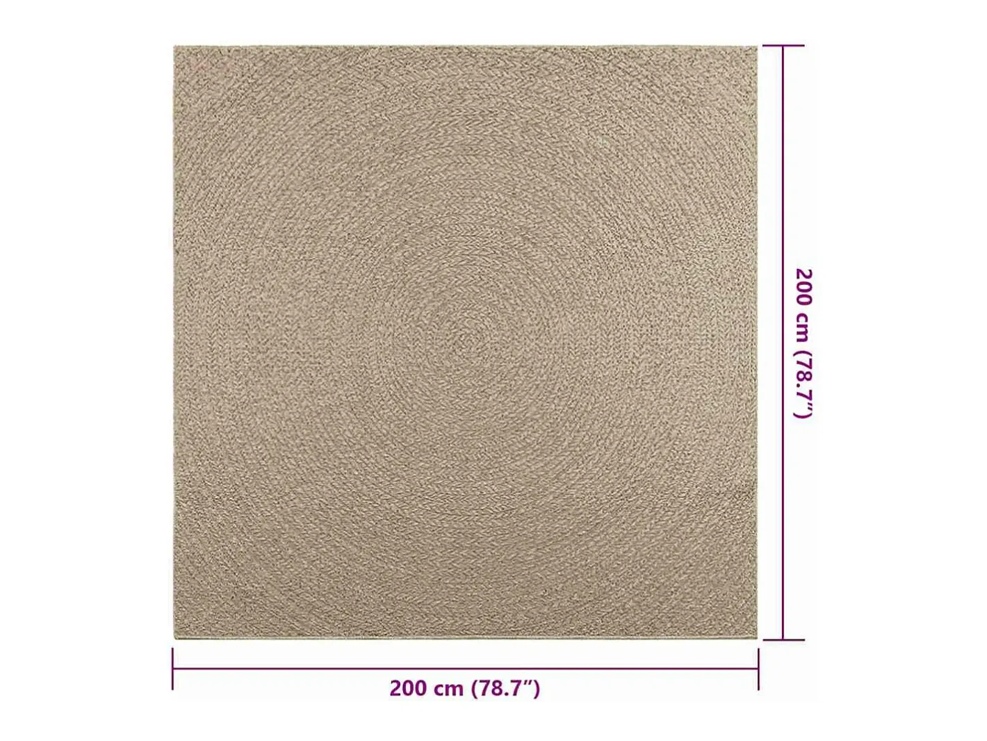 ZIZUR alfombra 200x200 cm aspecto yute interior exterior Beige Outlet
