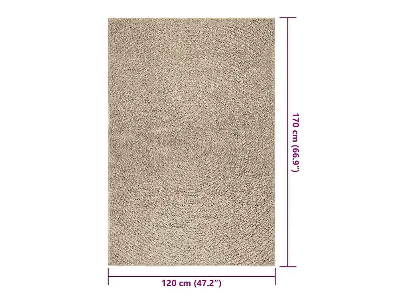 Best ZIZUR alfombra 120x170 cm aspecto yute interior exterior Beige